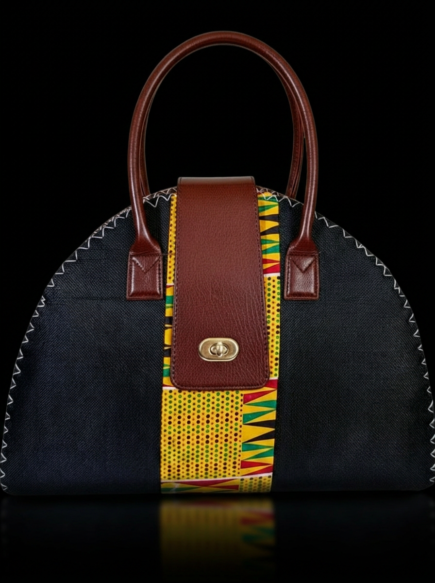 Black canvas, kente stripe