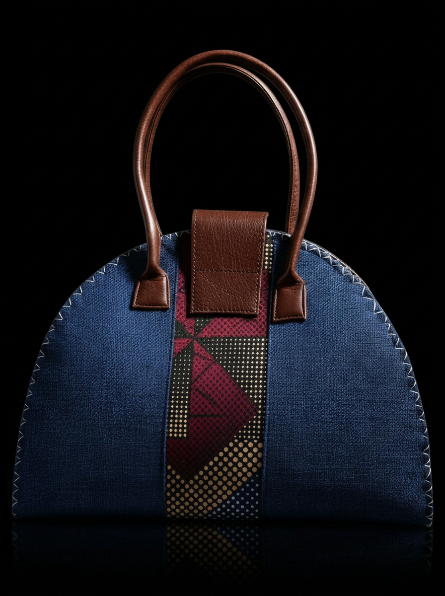 Indigo canvas, geometric stripe
