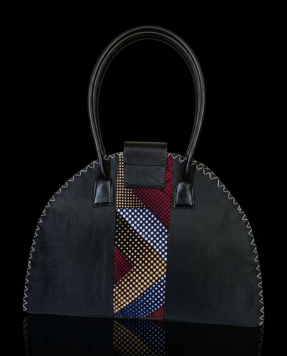 Black canvas, dotted chevron stripe
